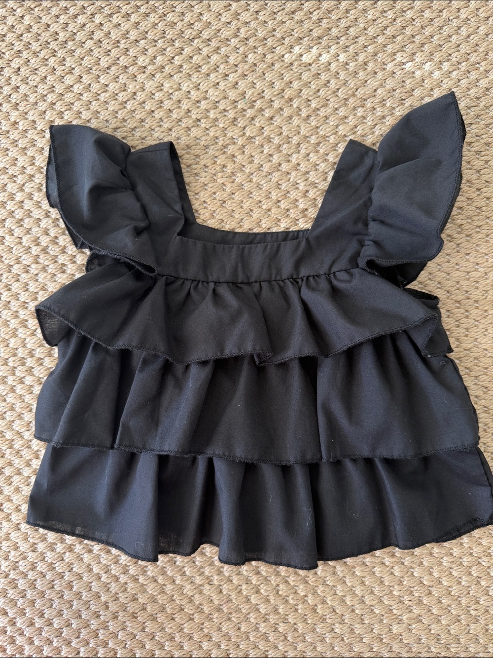 Zara Black Ruffle Tiered Girls Top size 5-6 year